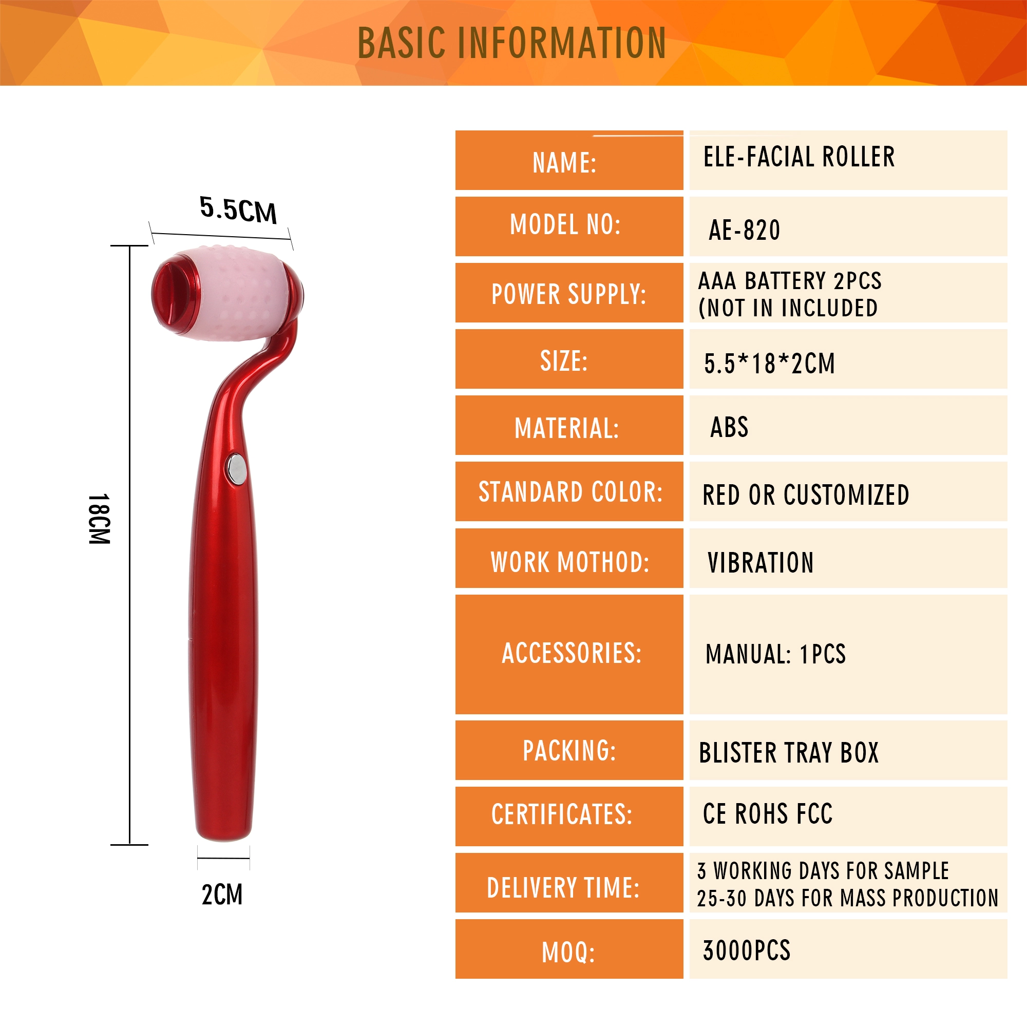 Vibration Face Massager Electric Face Massager Stick Mini Massage Ball Stick Massage Roller Stick