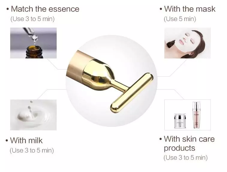 beauty bar 24k golden pulse facial 24k gold t shaped face thin Face facial massage vibrator t shape