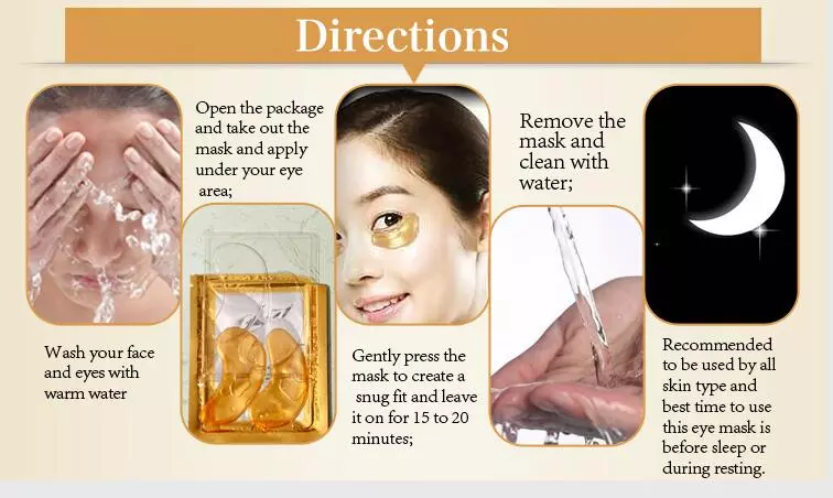 Eye Pads Patches 24k Gold Anti-wrinkle-moisture crystal eye stickers travel Crystal Collagen puffy eyes