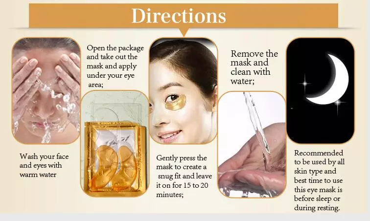 Best moisturizing and Whitening For Anti Aging Anti Wrinkle 24k Gold Crystal Collagen Eye Pad Mask