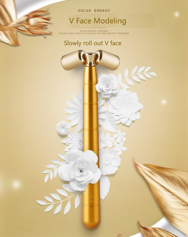 Sainbeauty V shape face-lifting instrument massage  roller  massage stick golden stick thin Gold Face Massager