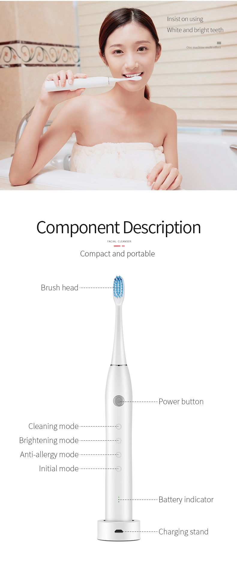 2020 Sainbeauty New Sonic toothbrush + cleansing (two in one)