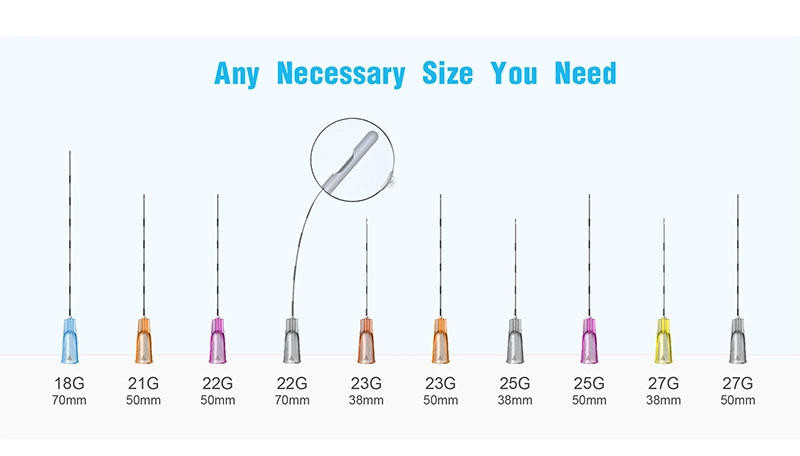 18g 21g 22g 23G 25g 27g 38mm 50mm Medical Syringe Blunt Tip Needle Dermal Filler Fine Micro Cannula