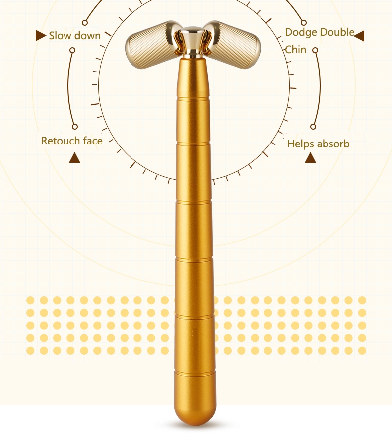 Sainbeauty V shape face-lifting instrument massage  roller  massage stick golden stick thin Gold Face Massager