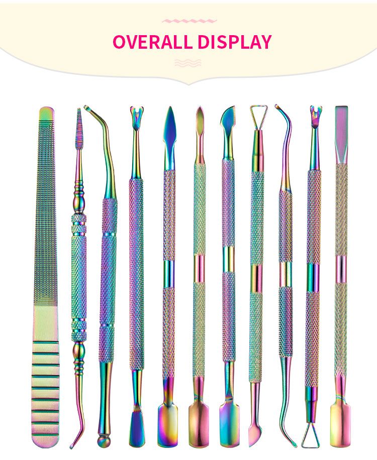 Details of Rainbow Cuticle Pusher Nail Art Files UV Gel Polish Remover-1