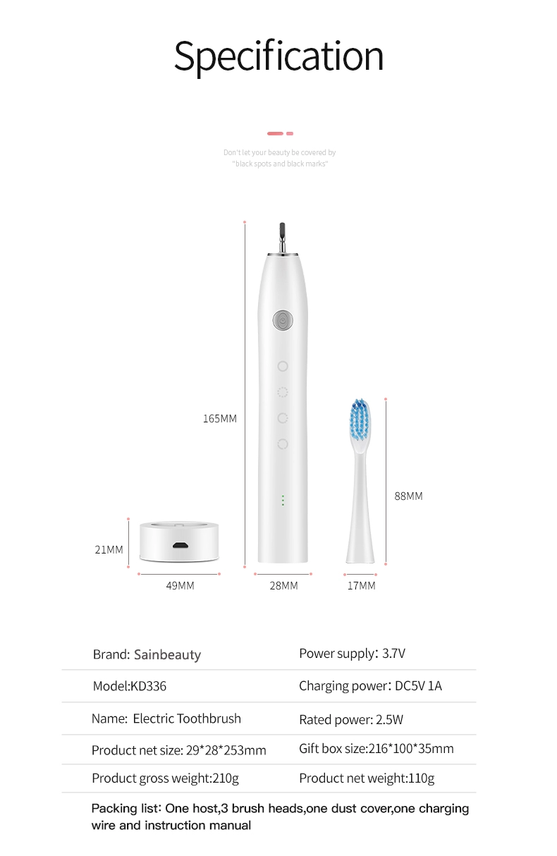 2020 Sainbeauty New Sonic toothbrush + cleansing (two in one) sonic toothbrush electric
