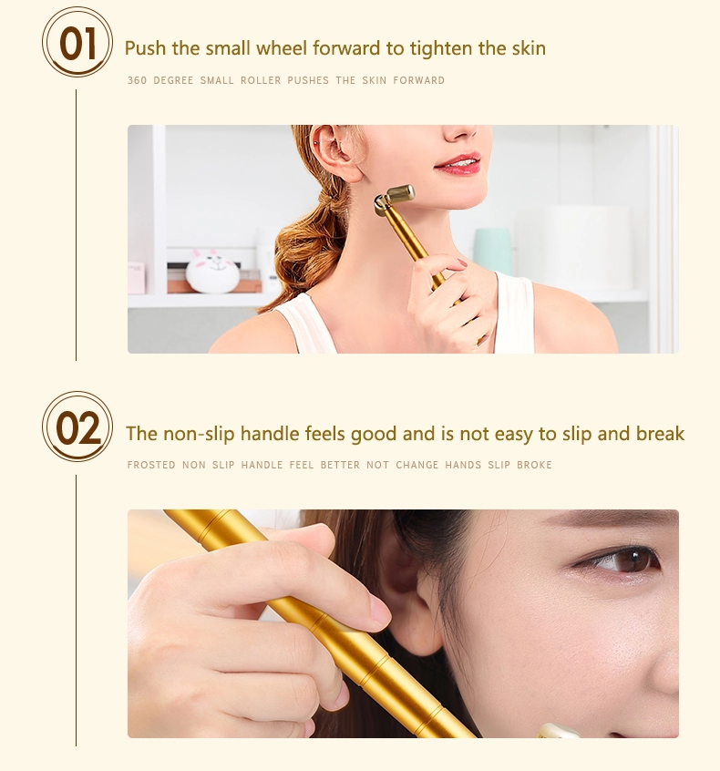 Sainbeauty V shape face-lifting instrument massage  roller  massage stick golden stick thin Gold Face Massager