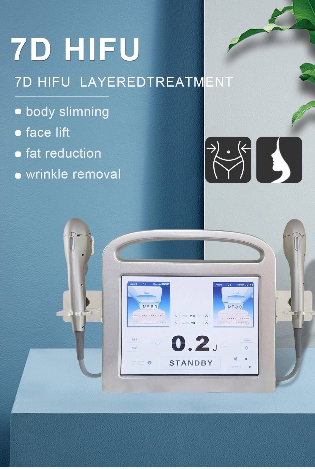 Body Slimming 7dhifu Portable 7 D Hifu Face Lifting Hifu (high intensity focused ultrasound) Machine Hifu 7D
