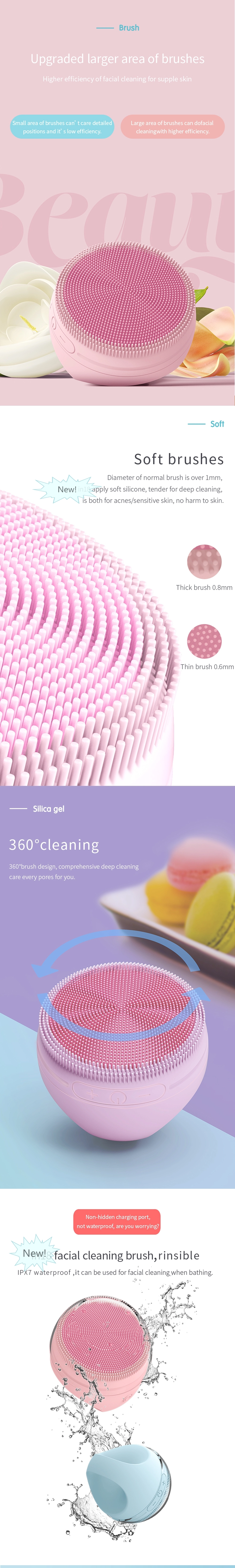 New Arrival Silicon Face Clean Machine 3 Colors Electric Silicone Face Cleansing Brush