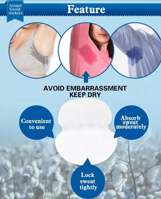 Absorbent stop excessive perspiration disposable underarm armpit sweat pads for sweating OEM Dress Shield