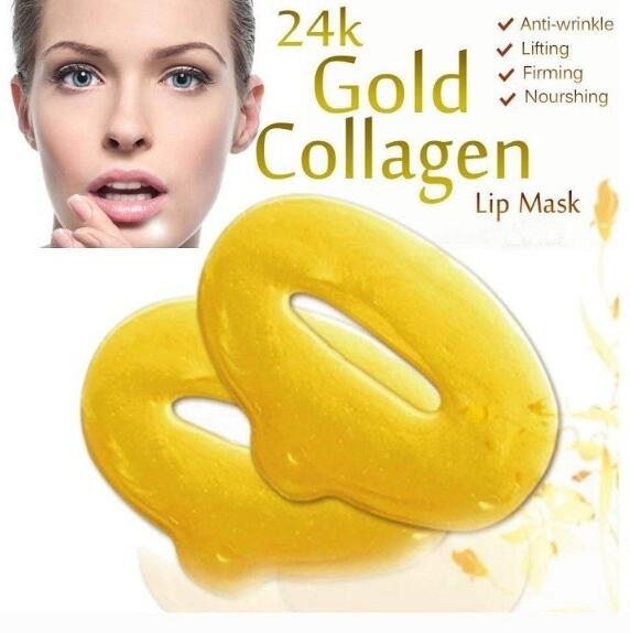 Private Label Hydrogel Lip Moisturizing Plumping Mask Collagen Lip Mask Crystal Gold 24k