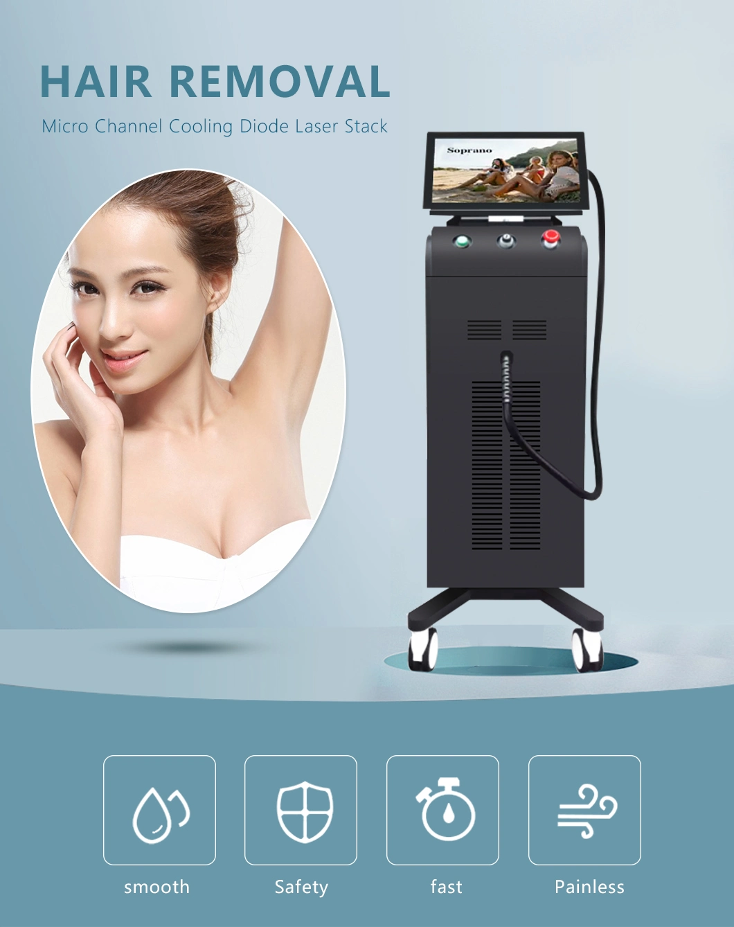2022 Newest Diode Laser 755nm 808nm 1064nm Laser Hair Removal Machine