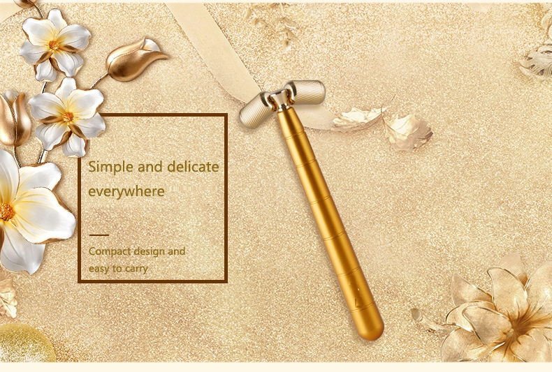 Sainbeauty V shape face-lifting instrument massage  roller  massage stick golden stick thin Gold Face Massager