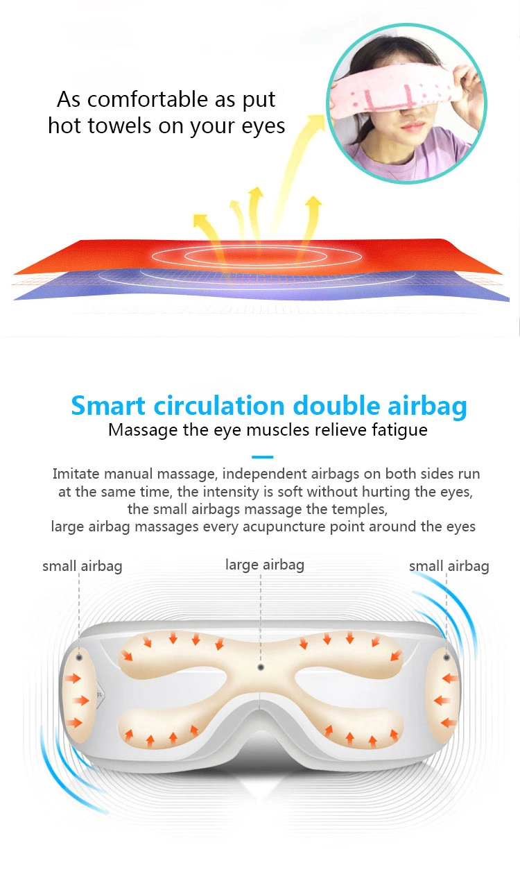 180 degrees folding air pressure eye massager with heating and vibration eye massager rechargeable threapy