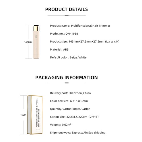 NICEMAY 1938 Streamlined Facial & Body Hair Trimmer OEM, ODM & Private Label Solution for Beauty Brands, Retailers and Distributors