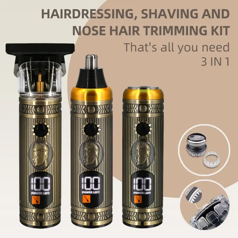Electric Shaver For Bald Men,, With Nose Hair Trimmer, Facial Cleaning Brush, Hair Trimmer Kit For Wet&Dry Shaving, Gifts For Men, Father's Day Gift
