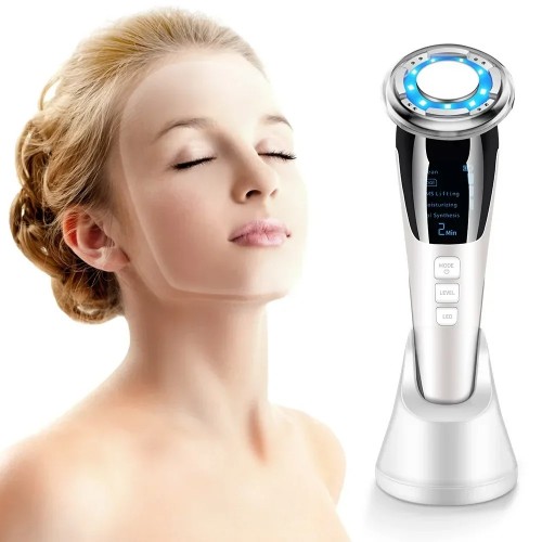 Home Beauty Face Massager | High-Frequency EMS Facial Lifting Anti-Wrinkle Device | Red/Blue Light Therapy Skin Care Tool