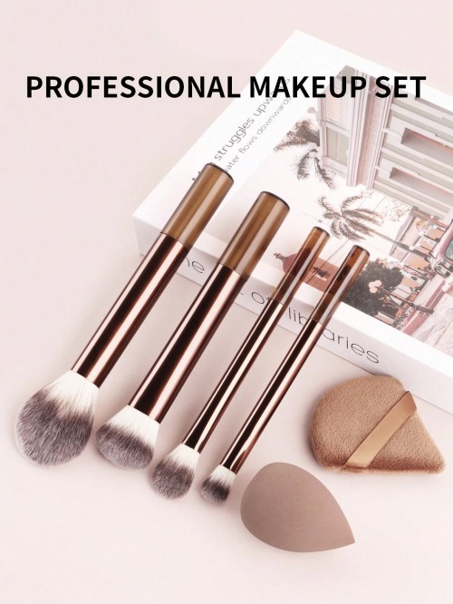 Premium Cosmetic Brush Set with Metal Tube Packaging – Luxury Face & Eye Brushes, OEM/ODM Manufacturer