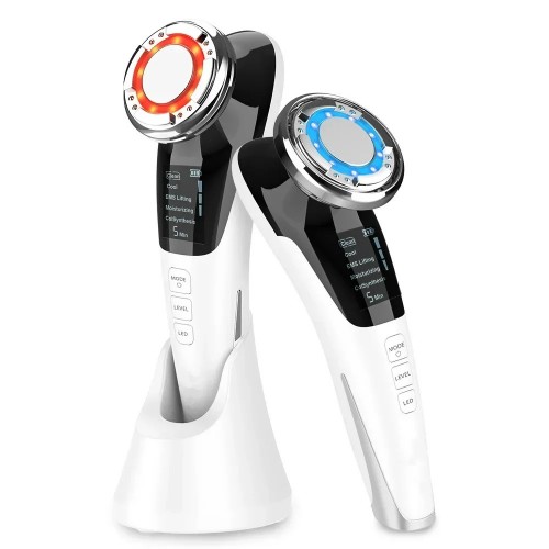 Home Beauty Face Massager | High-Frequency EMS Facial Lifting Anti-Wrinkle Device | Red/Blue Light Therapy Skin Care Tool