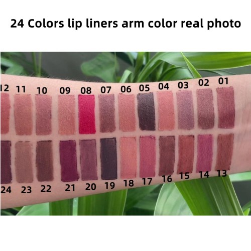 Custom Logo 24colors Creamy Lip Liner Highly Pigmented dark brown Lipliner Natural Private Label Wholesale Lip Liner pencil
