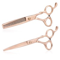 5.5 Inch Professional ( Rose Gold ) Hair Cutting Shears/Scissors and Barber Thinning/Texturing Scissor for Female & Male Barber