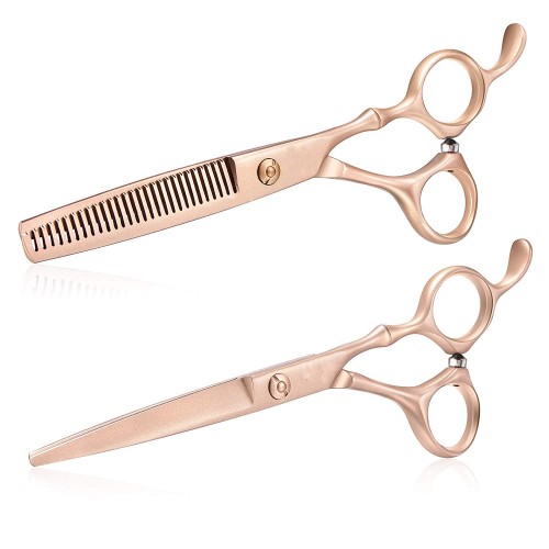 5.5 Inch Professional ( Rose Gold ) Hair Cutting Shears/Scissors and Barber Thinning/Texturing Scissor for Female & Male Barber