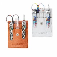 Manicure Set 5pcs Printing Travel Nail Grooming Set Nail Clipper Sets Nail Care Tools With Fake Leather Case