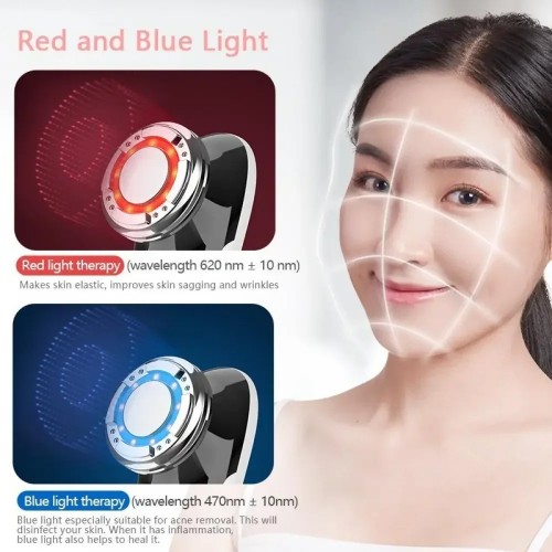 Home Beauty Face Massager | High-Frequency EMS Facial Lifting Anti-Wrinkle Device | Red/Blue Light Therapy Skin Care Tool