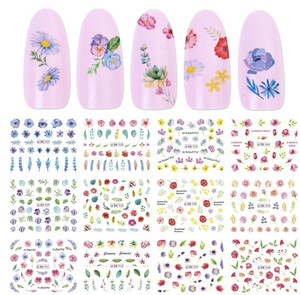 1 Big Sheet Water Sticker Nail Art Daisy Sakura Lavender Floral Dry Flower Decal Transfer Tattoo Charm Tips