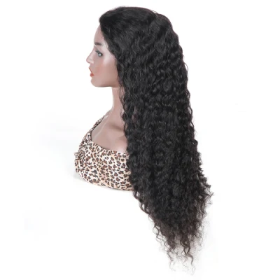 180 Density Wholesale Virgin Human Hair 24-Inch Natural Deep Wave 13X4 HD Transparent Lace Front Wigs for Black Women