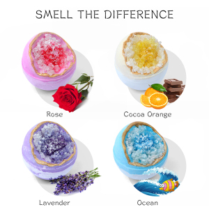 2021 Luxury wholesale manufacturers bath sea salt colorful fizzy organic cbd shimmer crystal geode bath bomb