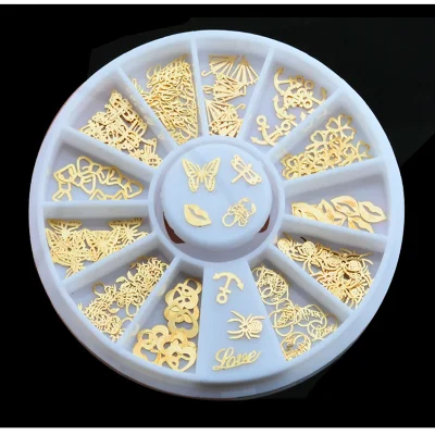 3D Gold Metal Christmas Nail Art Decoration Slice Stickers Decal Foil