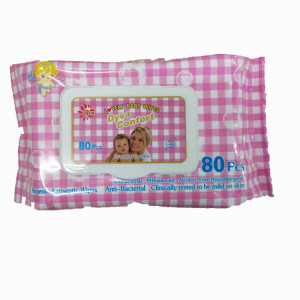 Alcohol Free and Cleaning use Baby Wet Tissue Paper Non-woven 80pcs Per Bag Pear Type Plain Type 15*20cm