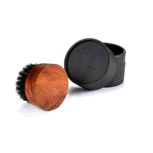 Beard Brush for Men - Boar Bristles Small and Round Brush - Black Walnut Wood mens grooming kits