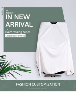 Custom print LOGO salon crepe white hair cutting barber cape