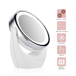 electric 10x double sided  compact illumin makeup wireless charging sensor touch round led mirror