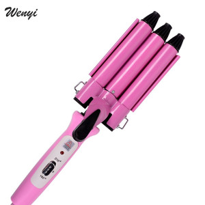 High Quality Professional 220V Hair Curling Iron Ceramic Triple Barrel HairStraightener Comb Waver Styling Tools Hair Styler