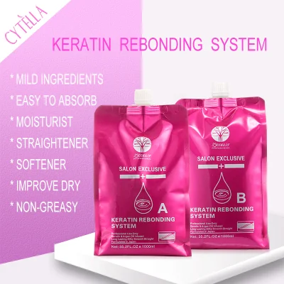 OEM/ODM Natural Hair Straightening Cream Cosmetics a+Bkeratin Rebonding System Set (1000ml*2)