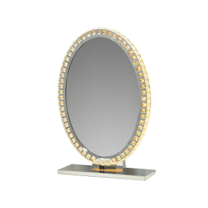 Oval Standing on the desk  decorative wall mirror dressing tabl  crystal mirror with touch sensor switch
