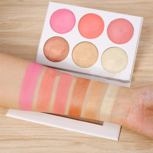Private Label Custom Highlighter Cheek Blusher Powder Soft Delicate Makeup Blush 6 Colors Face Blush Palette