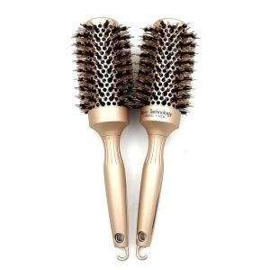 Soft Touch Salon Gold Boar Bristle Hairdressing Finish Professional Hair Brush Ceramic Round Hair Brush