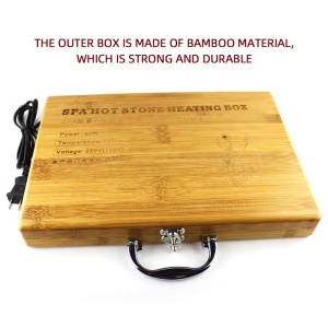 Spa Hot Stone Massage Kit Basalt Massage Spa Stone  Hot Stone  with bamboo heating box 20pieces per set