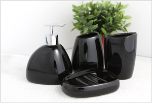 white ceramic bath accessories set, porcelain bath set black bathroom set
