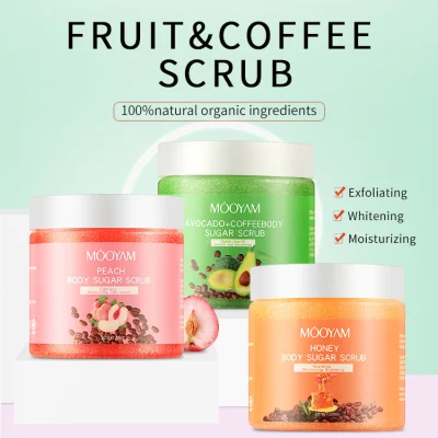 Wholesale Body Care Fruit Sugar Body Scrub Honey Coconut Shea Butter Coffee Peach Avocado Smoothing Whitening Body Scrub