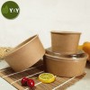 100% Eco Friendly Disposable Kraft Paper Salad Bowl With Lid