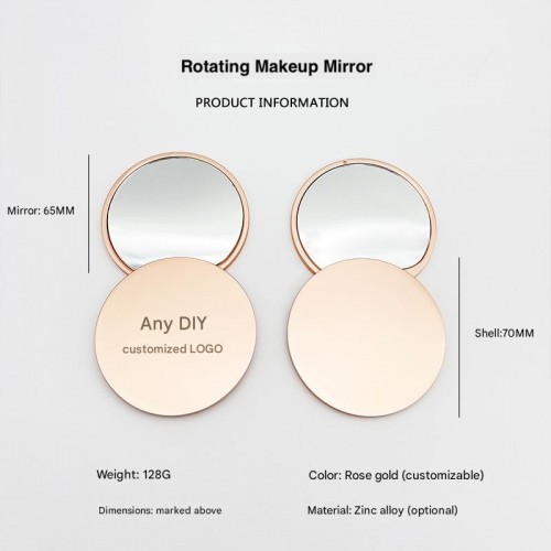 Frosted Texture Sliding Rose Gold Zinc Alloy portable Makeup Mirror