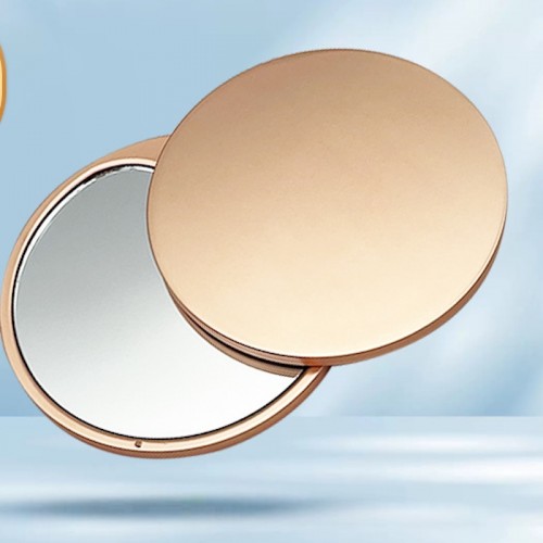 Frosted Texture Sliding Rose Gold Zinc Alloy portable Makeup Mirror