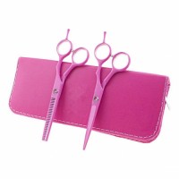 5.5 Inch Professional Pink Hair Cutting Shears/Scissors and Barber Thinning/Texturing Scissor for Female & Male Barber