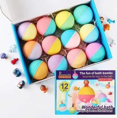 12PCS Kids Organic Small Surprise Bubble Bath Toy Love Bath Bomb