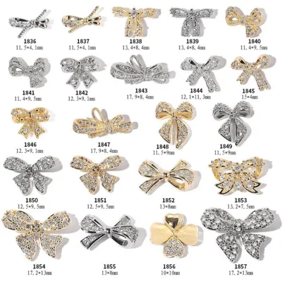 22 Styles 3D Nail Art Bow Rhinestone Crystal Accessories for Beuty Salon